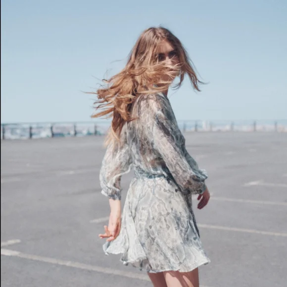 Elegant Gray Snake Print Robe - Picture 3 of 3